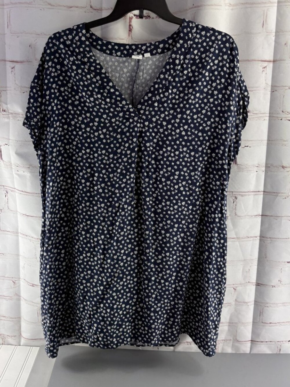 Gap V Neck Dress Navy Floral w/ Pockets XXL